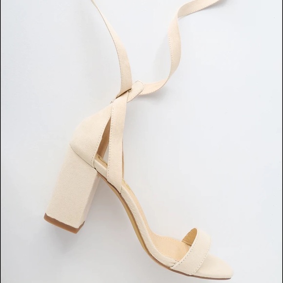 Lulus Airis Nude Suede Lace-Up Heels - Picture 4 of 8